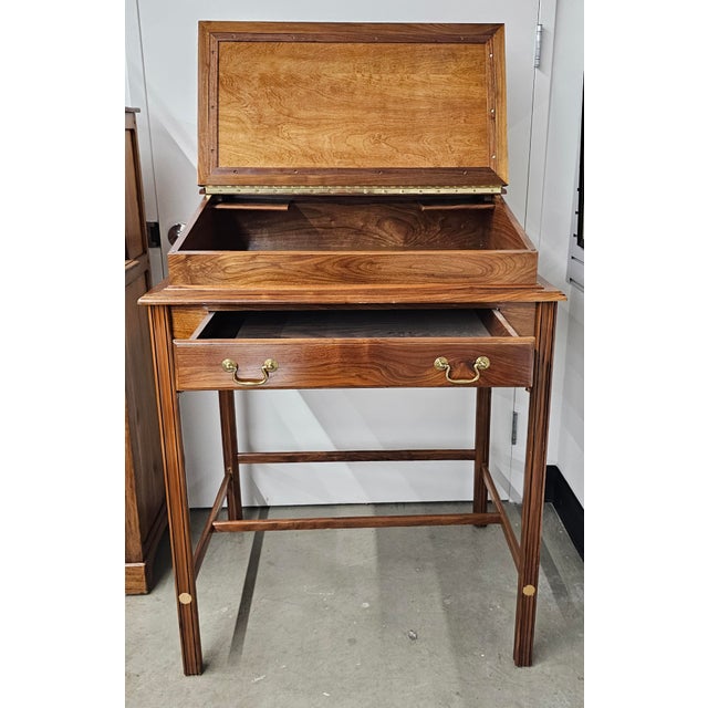Late 20th Century George III Style Mahogany and Tooled Leather Inset Architect Desk or Lectern For Sale - Image 5 of 11
