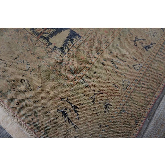 1920s Antique Beige Cypress Trees Animals Panderma Kayseri Turkish Knotted Rug For Sale In New York - Image 6 of 12