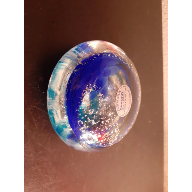 Glass 1980s Murano Art Glass Cobalt Blue Aventurine Paperweight, Made in Italy For Sale - Image 7 of 8