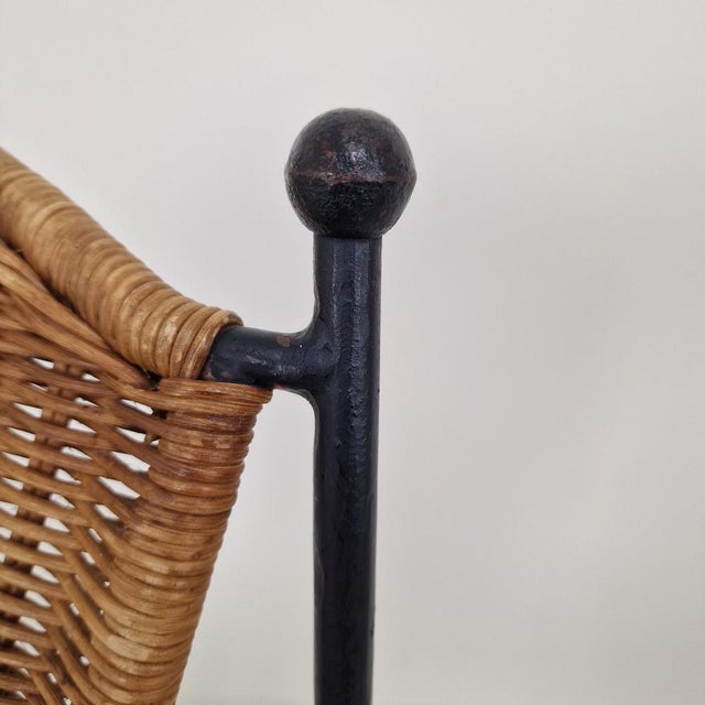 Wicker and Iron Armchairs from Frederic Weinberg, USA, 1950s, Set of 2 For Sale - Image 9 of 18