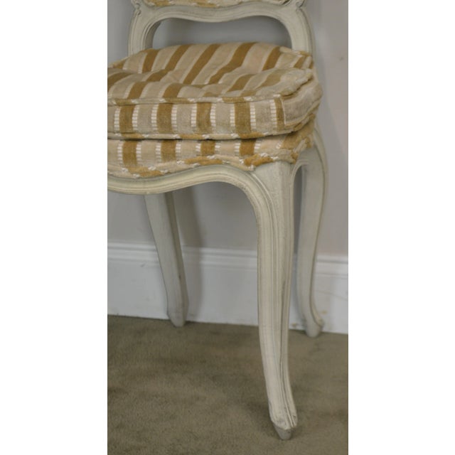 French Louis XV Style Vintage Painted Petite Slipper Side Chairs - a Pair For Sale - Image 12 of 13