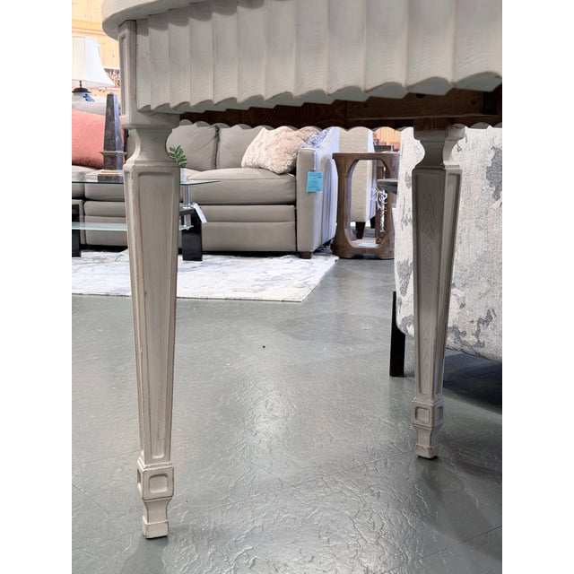 Wood Oka Rufflen Chalk Oval Dining Table For Sale - Image 7 of 8