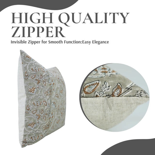 Modern Fabdivine Handmade Block Printed Cushion Cover 26x26 Inch Viscose Linen-Saraswati For Sale - Image 3 of 5