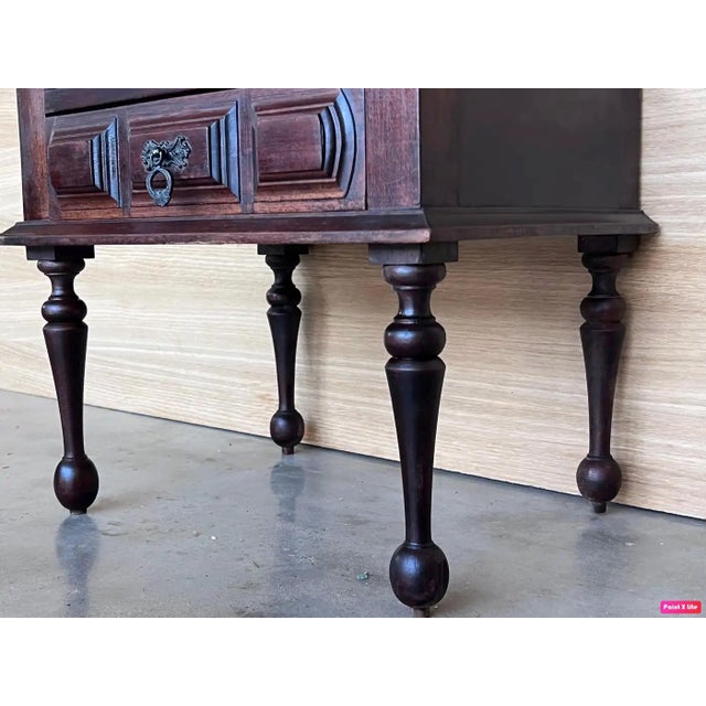 20th Century Pair of Solid Carved French Nightstands with Low Drawer For Sale - Image 14 of 18
