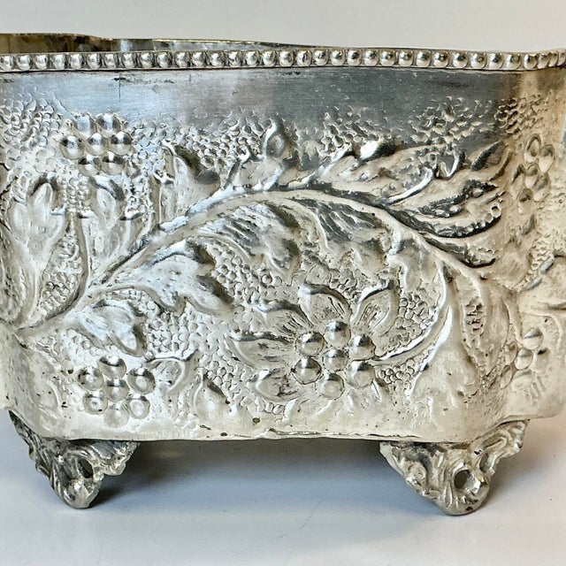 Late 19th C Antique Hollywood Regency Boho Chic Hand Wrought Hammered Silverplate Planter. For Sale - Image 6 of 15