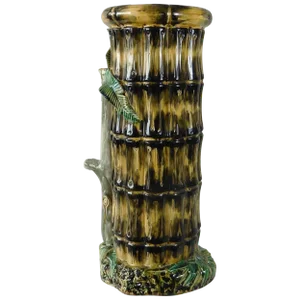 19th Century Victorian Majolica Bamboo Umbrella Stand