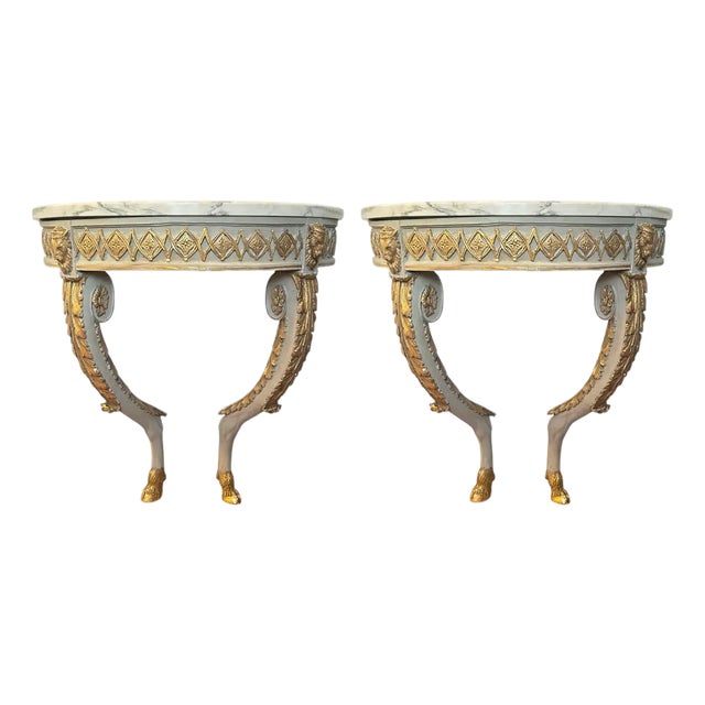 Early 19th Century Pair of Neoclassical Demi-Lune Console Tables For Sale