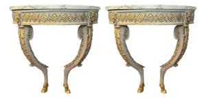 Early 19th Century Pair of Neoclassical Demi-Lune Console Tables