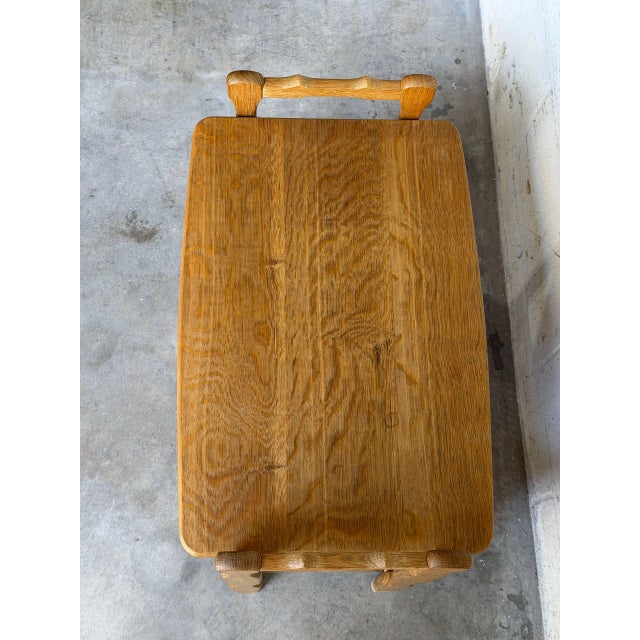 Brown Vintage Danish Oak Side Table / Magazine Rack With Cane Storage For Sale - Image 8 of 9