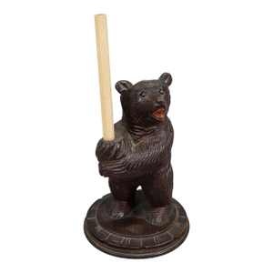 A Wooden Carved Black Forest Pen Holder With Bear Ca. 1930
