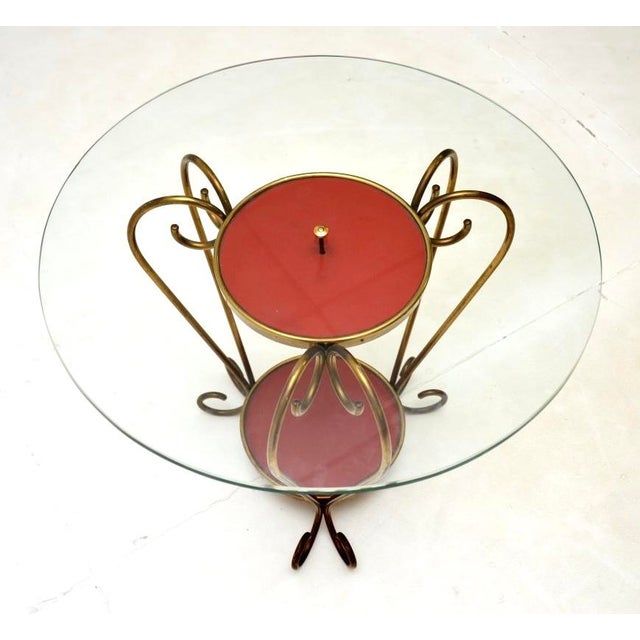 Mid-Century Modern Vintage Italian Brass and Glass Coffee Table, 1950s For Sale - Image 3 of 5