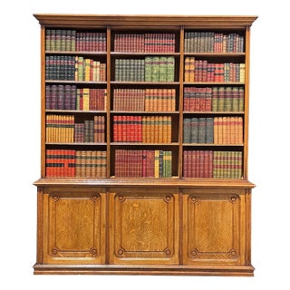 French Tall Oak Open Bookcase, 1850s For Sale