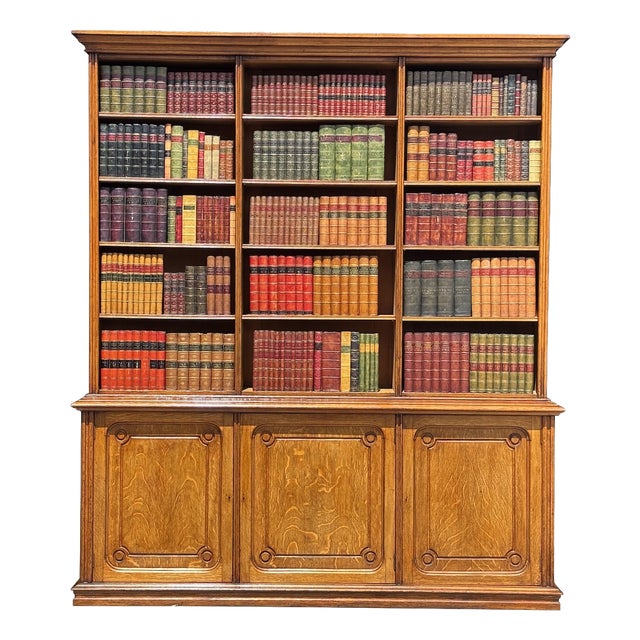 French Tall Oak Open Bookcase, 1850s For Sale