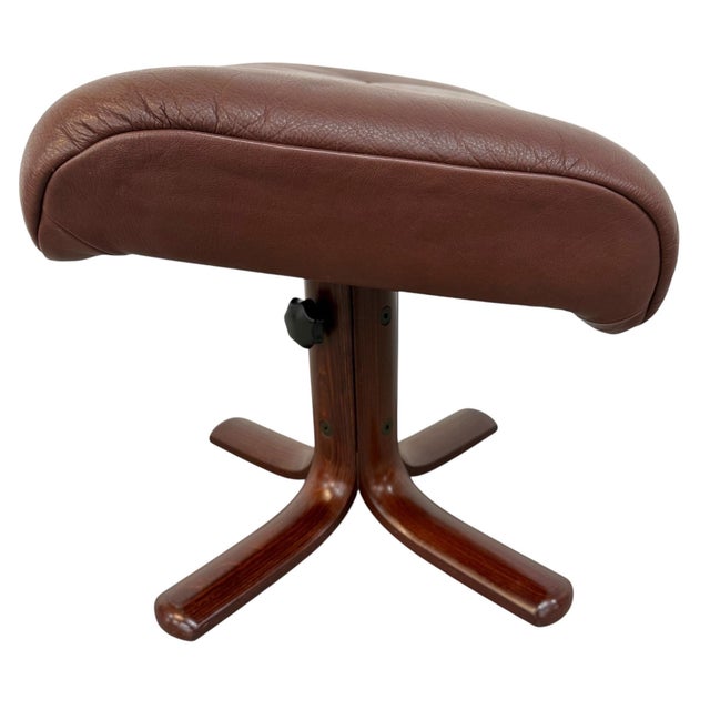 Vintage Norwegian Leather Lounge Chair & Ottoman For Sale - Image 9 of 11