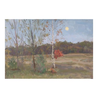 Antique Forest Landscape Painting, Ukrainian Soviet Art, 1980 49-75 For Sale