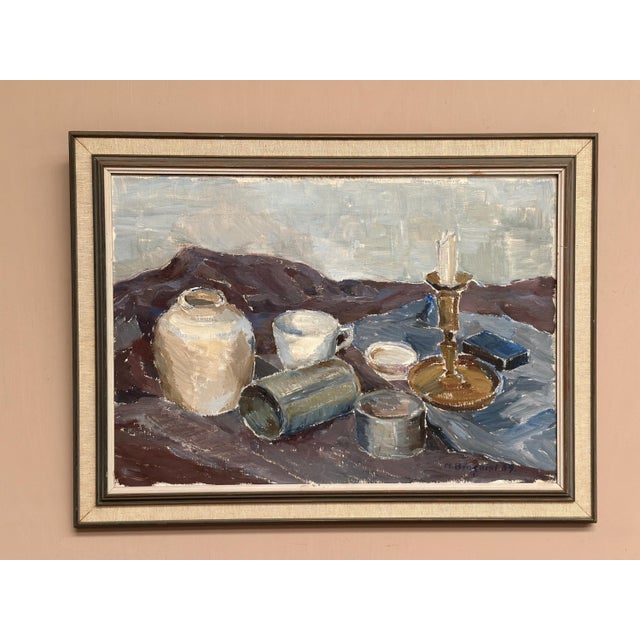 M. Broquist, Still Life with Candlestick, 1959, Oil on Canvas, Framed For Sale - Image 7 of 18