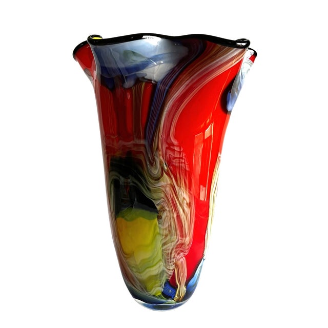 Brilliant Modern Art Glass Vase in Murano Style For Sale - Image 12 of 18