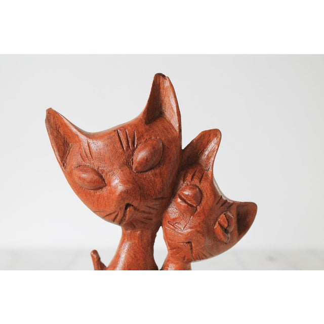 Mid-Century Siamese Cats Wood Sculpture For Sale - Image 4 of 10