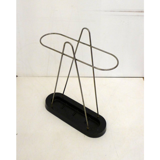 Bauhaus Modern Umbrella Stand in Chromed Metal and Cast Iron, 1950s For Sale - Image 3 of 14