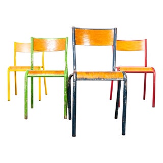 Stacking Dining Chairs, 1950s, Set of 4 For Sale