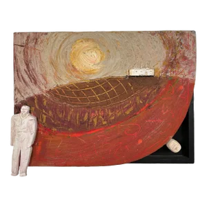 “Joe’s Doing Alright Now” J. Boomer Mixed Media Sculpture Painting 1989