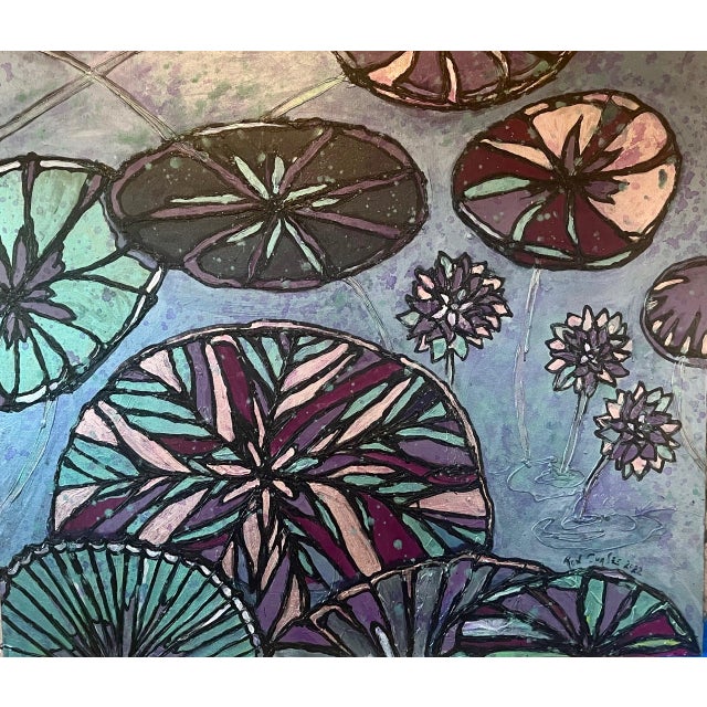 "Lilly Pad" Abstract Botanical Painting from The Kaleidoscopic Perspective Series by Artist Ron Curlee II For Sale