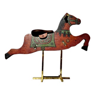 Decorative Antique Wooden Toy Ride-On Hobby Horse on Stand for Display For Sale