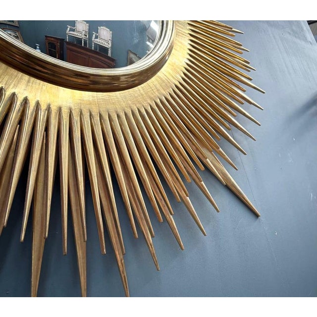 Large Gold Gilt Convex Sunburst Mirror For Sale - Image 7 of 12