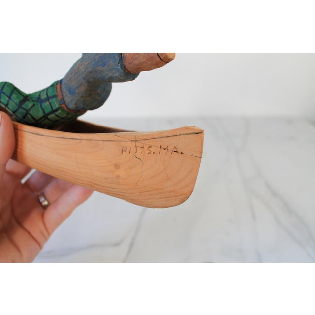 Brown Vintage Hand-Carved Wooden Figurine For Sale - Image 8 of 14