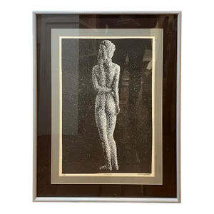 1980s Large Post Modern Nude Signed Lithograph