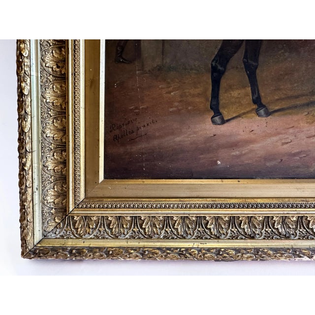 1800s Century "Reprieve" Antique Bay Hunter Horse Painting Oil on Canvas by Apelles For Sale - Image 10 of 10