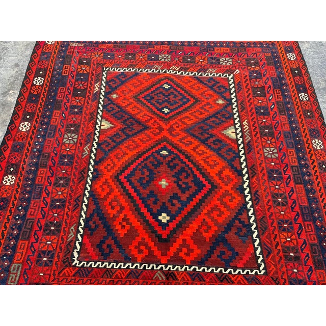 Islamic 1980s Geometric Large Area Afghan Vintage Kilim Rug For Sale - Image 3 of 7