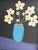 Wood Large Original Primitive Painting of Cheerful Flowers in a Blue Vase For Sale - Image 7 of 7