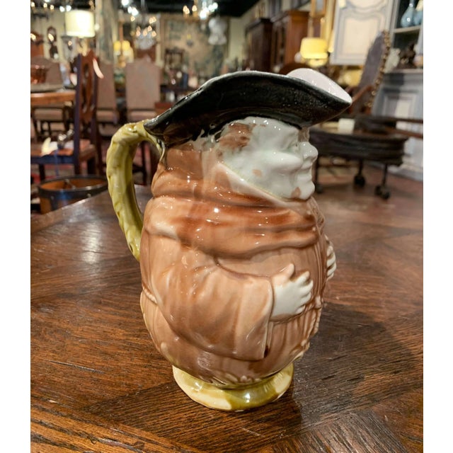 Late 19th Century 19th Century French Onnaing Barbotine Ceramic Monk Pitcher For Sale - Image 5 of 11
