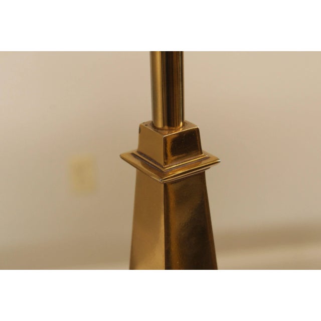 Stiffel Mid Century Brass & Walnut Obelisk Table Lamp For Sale - Image 11 of 13