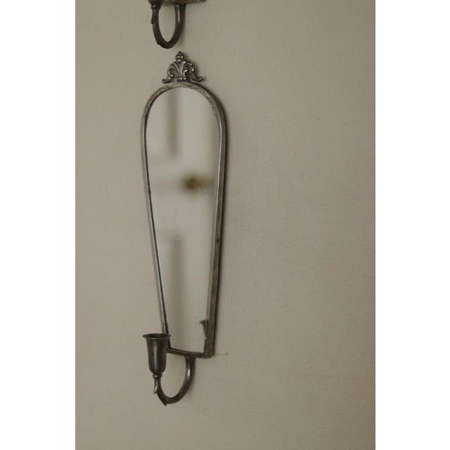 Mid-Century Swedish Pewter Sconces with Mirrors from Svenskt Tenn, Set of 2 For Sale - Image 14 of 18