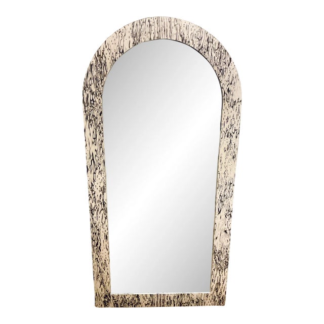 Modern Black and 0ff-White Burl Wood Full Length Mirror For Sale