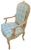 Traditional Vintage Large Faux Bois Modern Plaid Green Blue Side Accent Chair For Sale - Image 3 of 11