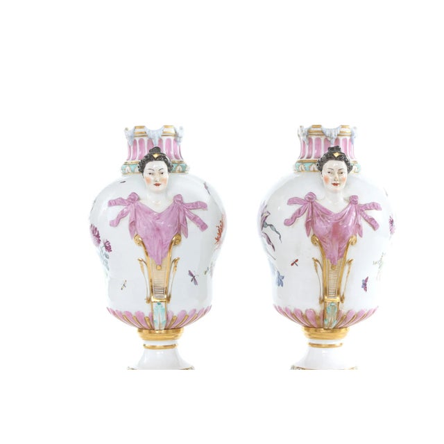 Mid 19th Century 19th Century Pair Gilt / Floral Porcelain Decorative Urns For Sale - Image 5 of 13