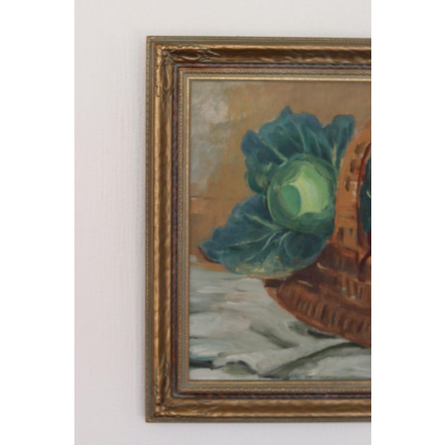 Original Oil on Canvas – “Vegetable Basket” – Old Painting, Framed 57 × 44 cm (22.4" × 17.3") Depth: 5 cm (2") An...
