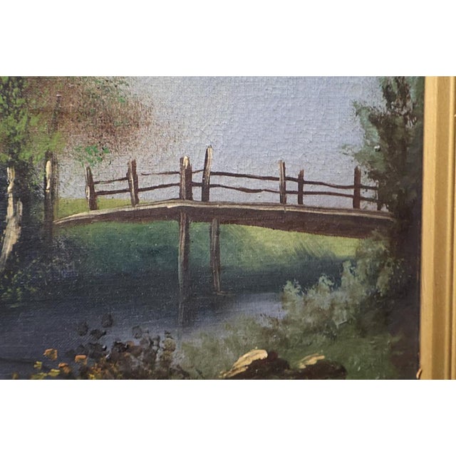 Beautiful Early 20th Century Oil on Canvas River Landscape Painting For Sale - Image 10 of 11