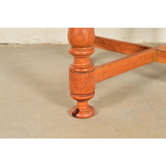 Baker Furniture Italian Provincial Pine and Travertine Top Tea Table or Center Table For Sale - Image 10 of 12
