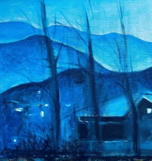 Hamlet in the Himalayas, Original Acrylic Painting by Shabs Beigh