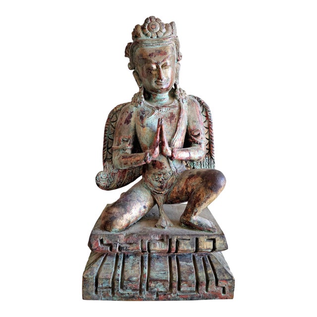 Early 20th Century Southeast Asian Hand-Carved Wooden Kinnari Figure For Sale