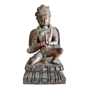 Early 20th Century Southeast Asian Hand-Carved Wooden Kinnari Figure