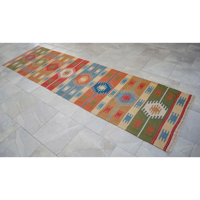 Vintage Turkish Hand Woven Kilim Rug. Flat Weave Hallway Rug Kitchen Decor - 2′9″ × 9′11″ For Sale - Image 13 of 14