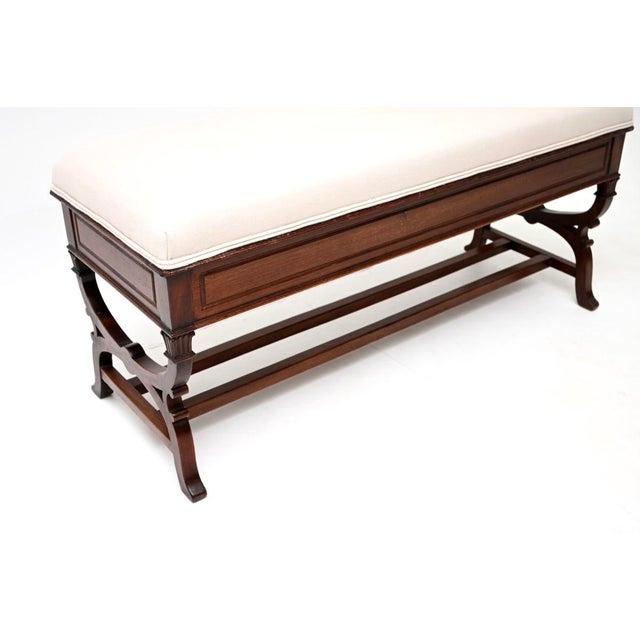 Wood Antique Victorian Piano Duet Bench, 1880 For Sale - Image 7 of 10
