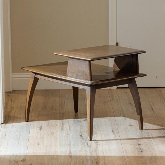 Wood 1950s Heywood-Wakefield Step Side Table in Havana Finish For Sale - Image 7 of 14