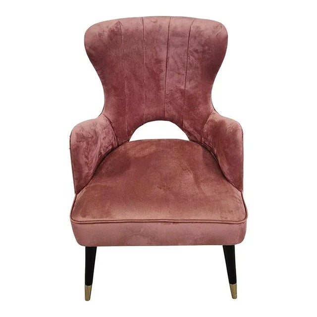 Pink Pink Velvet Armchair, 1980s For Sale - Image 8 of 8