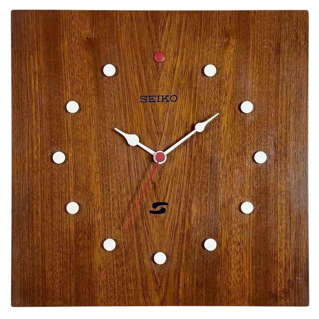Vintage Brown Wooden Wall Clock from Seiko, 1980s For Sale - Image 16 of 16